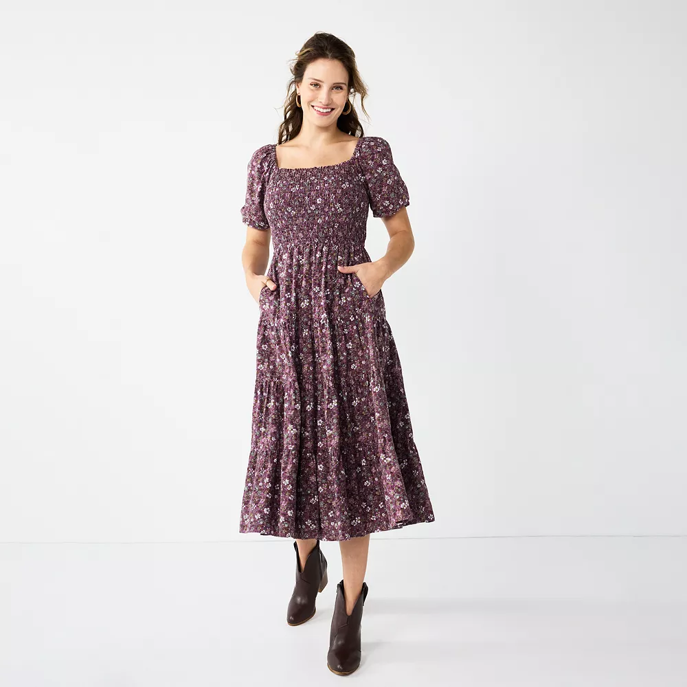 Women's Sonoma Goods For Life® Smocked Tiered Midi Dress 5 Women's Sonoma Goods For Life® Smocked Tiered Midi Dress - Image 5