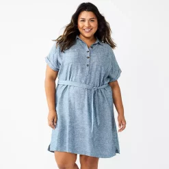 Plus Size Sonoma Goods For Life® Henley Shirt Dress -Sonoma Goods For Life Shop 5805994 Blue