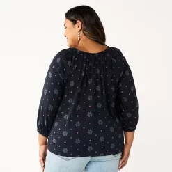 Plus Size Sonoma Goods For Life® Three Quarter Sleeve Top -Sonoma Goods For Life Shop 5806763 ALT