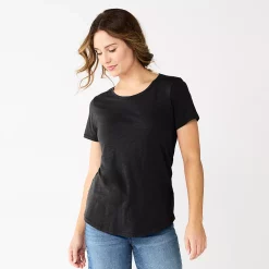 Women's Sonoma Goods For Life® Short Sleeve Curved Hem Crewneck Tee -Sonoma Goods For Life Shop 5815853 Black