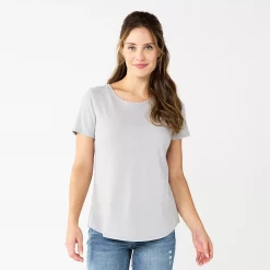 Women's Sonoma Goods For Life® Short Sleeve Curved Hem Crewneck Tee -Sonoma Goods For Life Shop 5815853 Light Gray