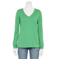 Women's Sonoma Goods For Life® Everyday Adaptive & Easy Dressing V-Neck Long Sleeve Top -Sonoma Goods For Life Shop 5816145 Aloe Green