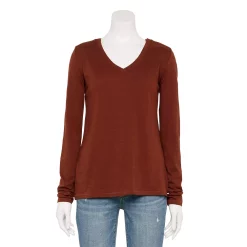 Women's Sonoma Goods For Life® Everyday Adaptive & Easy Dressing V-Neck Long Sleeve Top -Sonoma Goods For Life Shop 5816145 Deep Wine