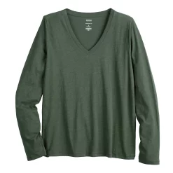 Women's Sonoma Goods For Life® Everyday Adaptive & Easy Dressing V-Neck Long Sleeve Top -Sonoma Goods For Life Shop 5816145 Gray Green