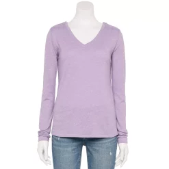 Women's Sonoma Goods For Life® Everyday Adaptive & Easy Dressing V-Neck Long Sleeve Top -Sonoma Goods For Life Shop 5816145 Light Purple