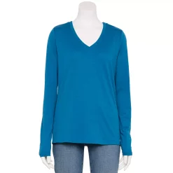 Women's Sonoma Goods For Life® Everyday Adaptive & Easy Dressing V-Neck Long Sleeve Top -Sonoma Goods For Life Shop 5816145 Teal