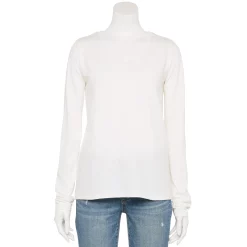 Women's Sonoma Goods For Life® Everyday Adaptive & Easy Dressing V-Neck Long Sleeve Top -Sonoma Goods For Life Shop 5816145 White