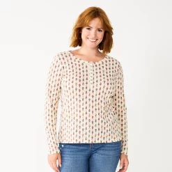 Women's Sonoma Goods For Life® Essential Henley Top 15 Women's Sonoma Goods For Life® Essential Henley Top -Sonoma Goods For Life Shop 5816147 Cream Floral