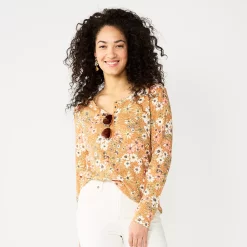 Women's Sonoma Goods For Life® Essential Henley Top 12 Women's Sonoma Goods For Life® Essential Henley Top -Sonoma Goods For Life Shop 5816147 Gold Floral