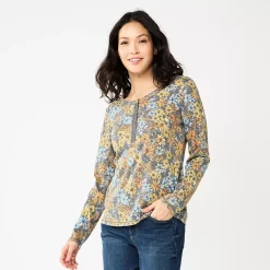 Women's Sonoma Goods For Life® Essential Henley Top 16 Women's Sonoma Goods For Life® Essential Henley Top -Sonoma Goods For Life Shop 5816147 Gray Floral