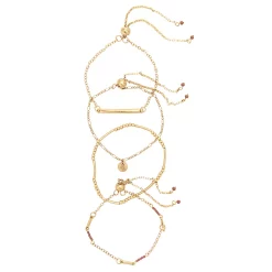 Sonoma Goods For Life® Gold Tone Red Beaded Coin and Bar Multi Bracelet Set
