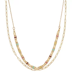 Sonoma Goods For Life® Gold Tone Two Row Multi Color Beads Necklace