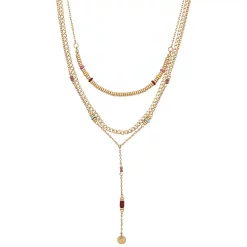 Sonoma Goods For Life® Gold Tone 3 Row Multi Beaded Y Necklace