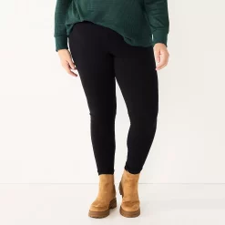 Plus Size Sonoma Goods For Life® Essential Mid-Rise Leggings -Sonoma Goods For Life Shop 5840241 Black