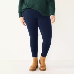 Plus Size Sonoma Goods For Life® Essential Mid-Rise Leggings -Sonoma Goods For Life Shop 5840241 Navy