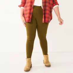 Plus Size Sonoma Goods For Life® Essential Mid-Rise Leggings -Sonoma Goods For Life Shop 5840241 Olive