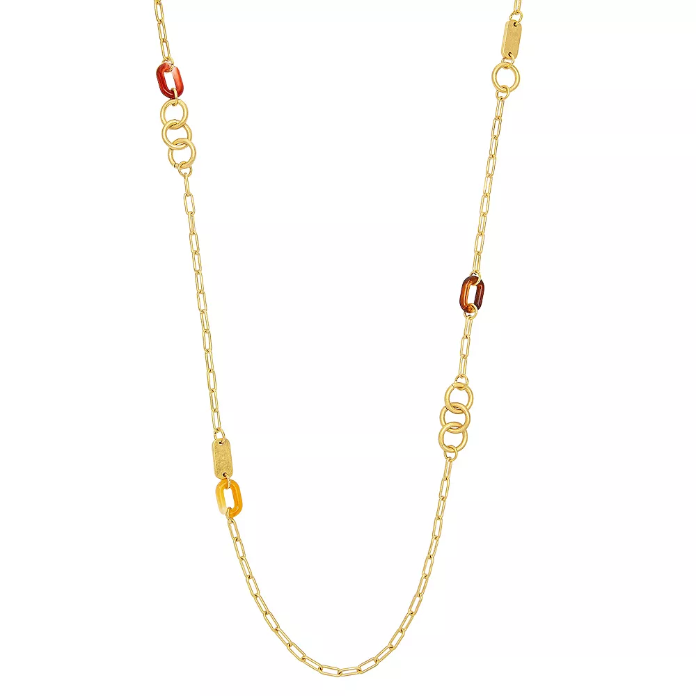Sonoma Goods For Life® Gold Tone Warm Multi Resin Link Station Necklace 1 Sonoma Goods For Life® Gold Tone Warm Multi Resin Link Station Necklace