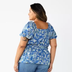 Plus Size Sonoma Goods For Life® Short Sleeve Squareneck Top -Sonoma Goods For Life Shop 5850563 ALT
