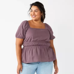 Plus Size Sonoma Goods For Life® Short Sleeve Squareneck Top -Sonoma Goods For Life Shop 5850563 Purple