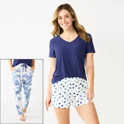 Women's Sonoma Goods For Life® 3-piece Pajama Top, Pajama Shorts & Pajama Pants Sleep Set 13 Women's Sonoma Goods For Life® 3-piece Pajama Top, Pajama Shorts & Pajama Pants Sleep Set -Sonoma Goods For Life Shop 5879060 Blue Cloudy Dye