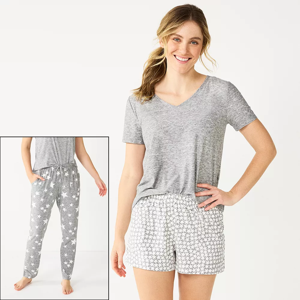 Women's Sonoma Goods For Life® 3-piece Pajama Top, Pajama Shorts & Pajama Pants Sleep Set 5 Women's Sonoma Goods For Life® 3-piece Pajama Top, Pajama Shorts & Pajama Pants Sleep Set - Image 5