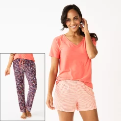 Women's Sonoma Goods For Life® 3-piece Pajama Top, Pajama Shorts & Pajama Pants Sleep Set 18 Women's Sonoma Goods For Life® 3-piece Pajama Top, Pajama Shorts & Pajama Pants Sleep Set -Sonoma Goods For Life Shop 5879060 Plum Mila Ditsy