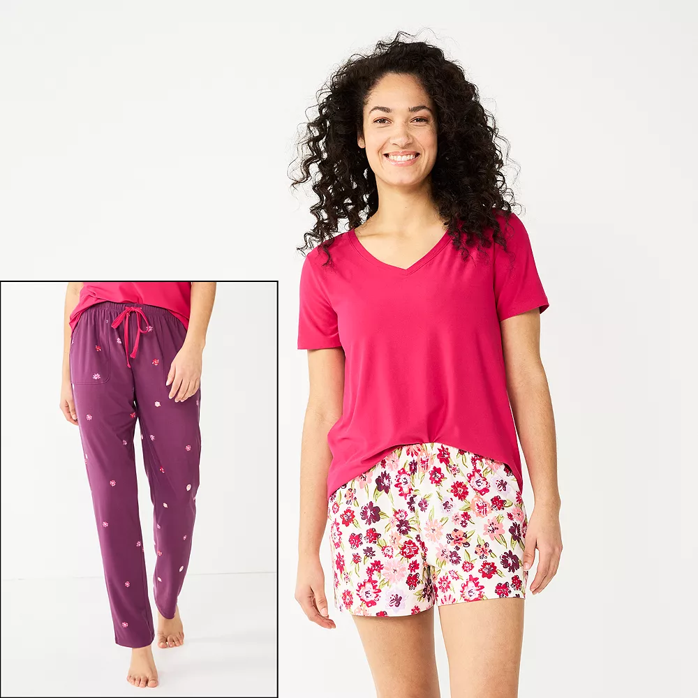 Women's Sonoma Goods For Life® 3-piece Pajama Top, Pajama Shorts & Pajama Pants Sleep Set 3 Women's Sonoma Goods For Life® 3-piece Pajama Top, Pajama Shorts & Pajama Pants Sleep Set - Image 3