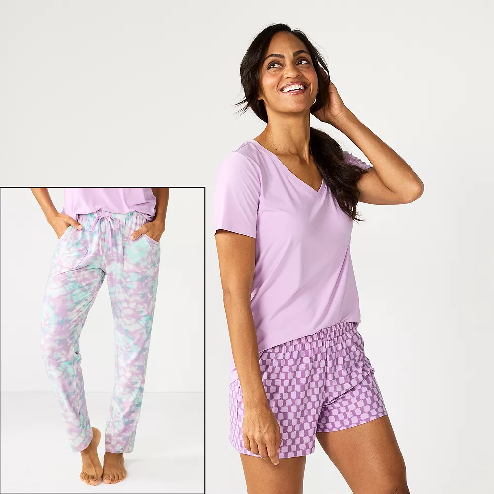 Women's Sonoma Goods For Life® 3-piece Pajama Top, Pajama Shorts & Pajama Pants Sleep Set 2 Women's Sonoma Goods For Life® 3-piece Pajama Top, Pajama Shorts & Pajama Pants Sleep Set - Image 2