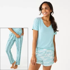 Women's Sonoma Goods For Life® 3-piece Pajama Top, Pajama Shorts & Pajama Pants Sleep Set 17 Women's Sonoma Goods For Life® 3-piece Pajama Top, Pajama Shorts & Pajama Pants Sleep Set -Sonoma Goods For Life Shop 5879060 Turquoise Dye Stripe