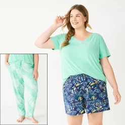 Plus Size Sonoma Goods For LifeĀ® 3-piece Pajama Top, Pajama Shorts & Pajama Pants Sleep Set