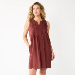 Women's Sonoma Goods For Life® Sleeveless Pintuck Tank Dress -Sonoma Goods For Life Shop 5903884 Maroon