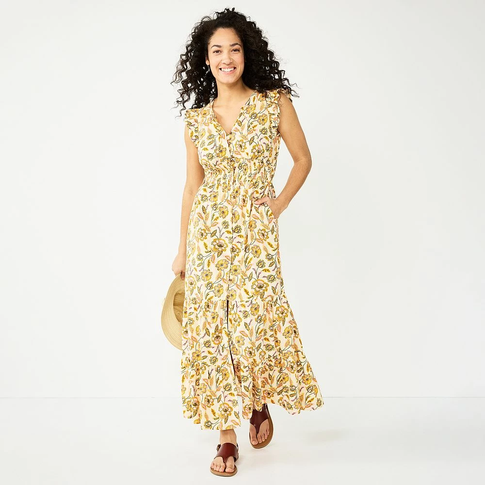 Women's Sonoma Goods For Life® Ruffle Sleeve Smocked Maxi Dress 5 Women's Sonoma Goods For Life® Ruffle Sleeve Smocked Maxi Dress - Image 5