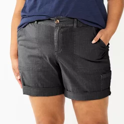 Plus Size Sonoma Goods For Life® Comfort Waist Utility Bermuda Shorts -Sonoma Goods For Life Shop 5927089 Black