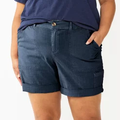 Plus Size Sonoma Goods For Life® Comfort Waist Utility Bermuda Shorts -Sonoma Goods For Life Shop 5927089 Navy