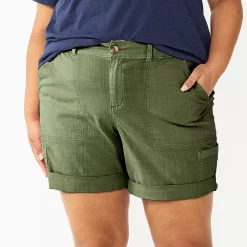 Plus Size Sonoma Goods For Life® Comfort Waist Utility Bermuda Shorts -Sonoma Goods For Life Shop 5927089 Olive