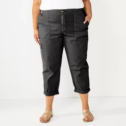 Plus Size Sonoma Goods For Life® Cargo Utility Capri Pants -Sonoma Goods For Life Shop 5927176 Black