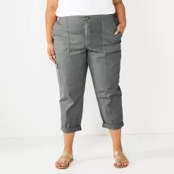 Plus Size Sonoma Goods For Life® Cargo Utility Capri Pants -Sonoma Goods For Life Shop 5927176 Dark Gray