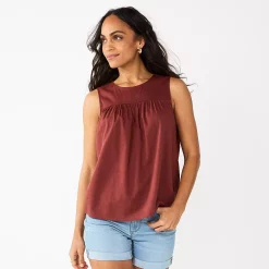 Women's Sonoma Goods For Life® Yoke Front Top -Sonoma Goods For Life Shop 5945393 Maroon