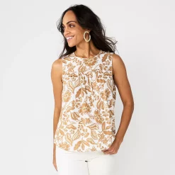 Women's Sonoma Goods For Life® Yoke Front Top -Sonoma Goods For Life Shop 5945393 Neutral Floral