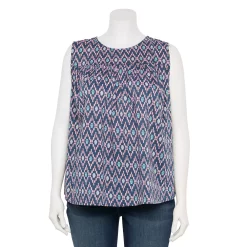 Plus Size Sonoma Goods For Life® Yoke Front Tank -Sonoma Goods For Life Shop 5953566 Blue Ikat