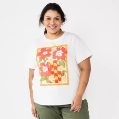 Plus Size Sonoma Goods For Life® Relaxed Graphic Tee -Sonoma Goods For Life Shop 5988101 Red Floral
