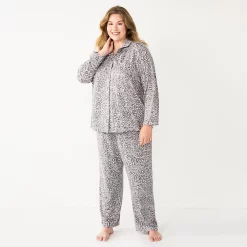 Plus Size Sonoma Goods For Life® Knit Pajama Shirt & Pajama Pants Sleep Set 5 Plus Size Sonoma Goods For Life® Knit Pajama Shirt & Pajama Pants Sleep Set -Sonoma Goods For Life Shop 6025544 Grey Leopard