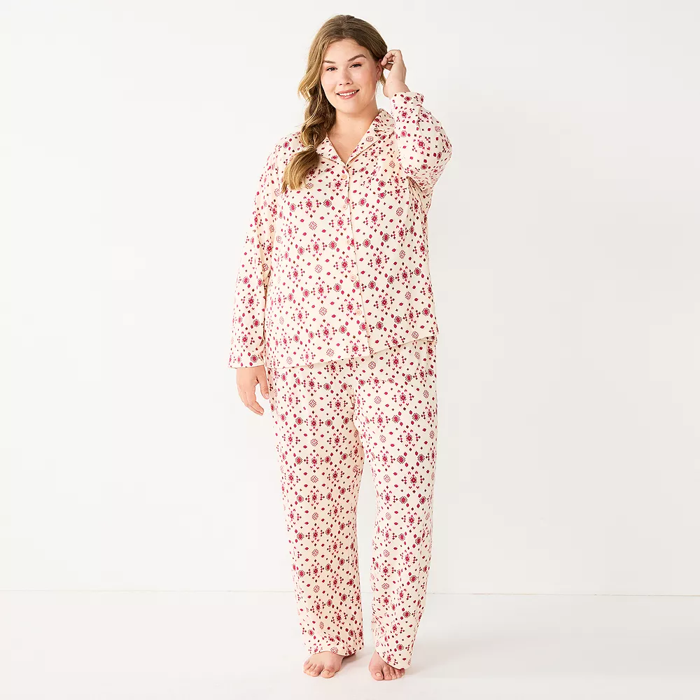Plus Size Sonoma Goods For Life® Knit Pajama Shirt & Pajama Pants Sleep Set 1 Plus Size Sonoma Goods For Life® Knit Pajama Shirt & Pajama Pants Sleep Set