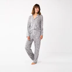 Women's Sonoma Goods For Life® Knit Pajama Shirt & Pajama Pants Sleep Set -Sonoma Goods For Life Shop 6076381 ALT2