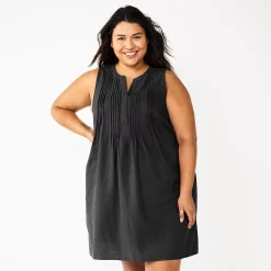Plus Size Sonoma Goods For Life® Sleeveless Pintuck Tank Dress -Sonoma Goods For Life Shop 6193865 Black